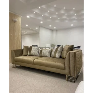 Royal Beige Turkish Velvet Living Suite - Image 2