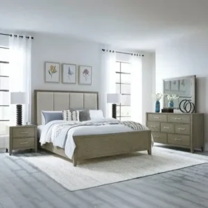 Classic Minimalist Polish Fabric Bed in Dark Brown & Grey - Image 1