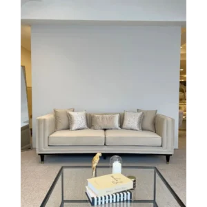 Minimalist Sand Velvet Channel Sofa - Image 2