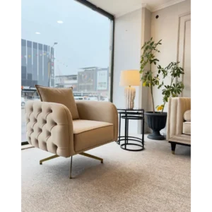 Minimalist Sand Velvet Channel Sofa - Image 3