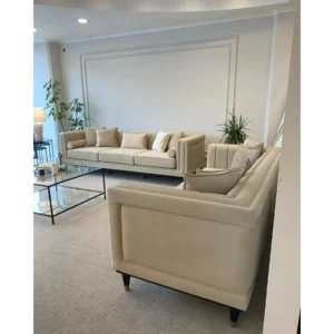 Minimalist Sand Velvet Channel Sofa - Image 4