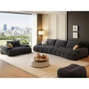 Onyx Shadow Deep Ribbed Velvet Sofa - Image 1