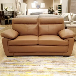 Camel Beige Leather Rite Triple Seater Sofa with Padded Armrests – Family Comfort - Image 2
