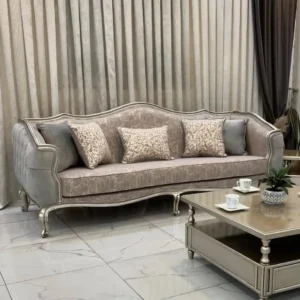 Aristocrat Silver & Grey Tufted Deco Sofa - Image 4