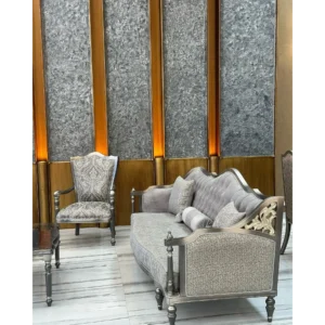 Lur Crest Dark Brown & Grey Velvet Sofa - Image 2