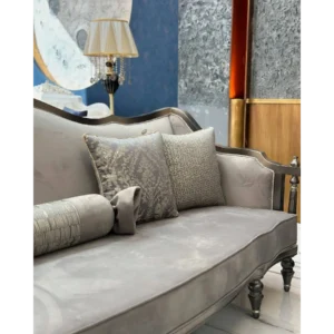 Lur Crest Dark Brown & Grey Velvet Sofa - Image 4