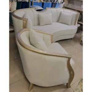 Regency Gold & White Curved Velvet Sofa - Image 2