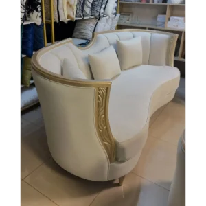 Regency Gold & White Curved Velvet Sofa - Image 5