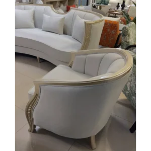 Regency Gold & White Curved Velvet Sofa - Image 6