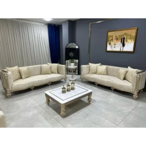 Sovereign Silver Deco White Quilted Sofa - Image 2