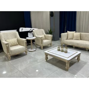 Sovereign Silver Deco White Quilted Sofa - Image 3