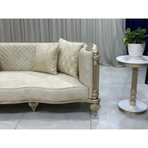 Sovereign Silver Deco White Quilted Sofa - Image 5