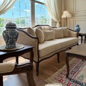 Heritage Dark Brown & Beige Classic Sofa - Image 1