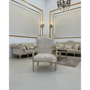 Majestic Silver Polished White Tufted Sofa - Image 4