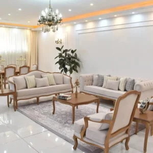 Vintage Light Brown & Beige Manor Sofa - Image 1