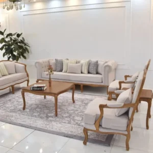 Vintage Light Brown & Beige Manor Sofa - Image 2