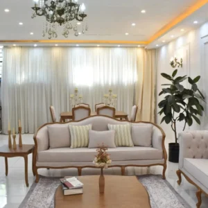 Vintage Light Brown & Beige Manor Sofa - Image 4