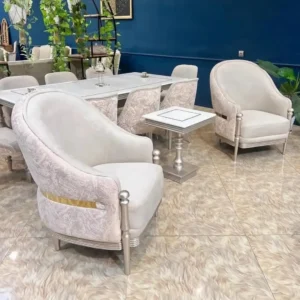 Versailles Silver Polished Deep Tufted Sofa - Image 2