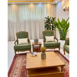 Royal Emerald & Brown Cane Sofa - Image 2