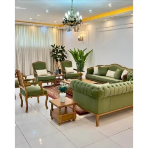 Royal Emerald & Brown Cane Sofa - Image 5