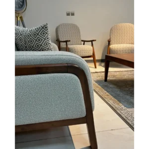 Mid-Century Modern Brown Jute Sofa Set with Minimalist Frame - Image 4