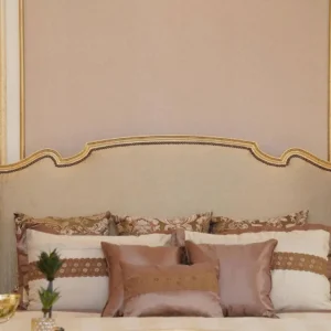 Royal Velvet Tufted Bed with Gold Molding - Image 3
