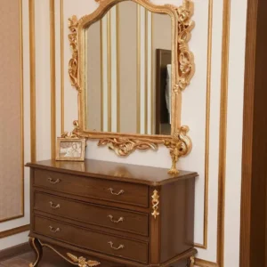 Royal Velvet Tufted Bed with Gold Molding - Image 4