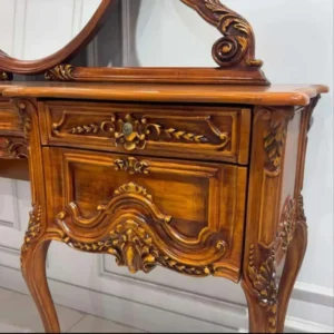 Baroque Deep Tufted Mahogany Master Bed - Image 3