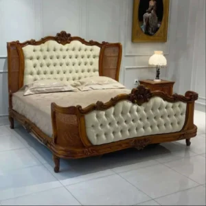 Baroque Deep Tufted Mahogany Master Bed - Image 4