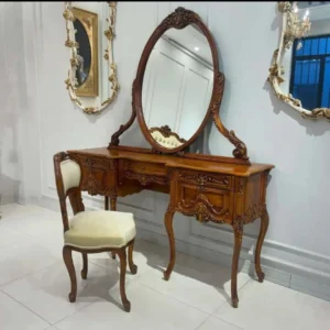 Baroque Deep Tufted Mahogany Master Bed - Image 6