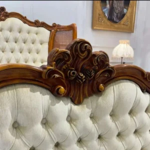 Baroque Deep Tufted Mahogany Master Bed - Image 7
