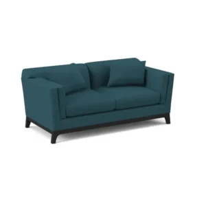 Contemporary Forest Green Jute Fabric Sofa with Dark Brown Base – Minimalist Design - Image 2