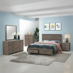 Classic Light Brown Lamited Bedroom Set with Drawer Bed and Tallboy - Image 1