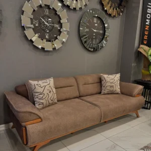 Earthy Haven Brown Boucle Tufted Sofa - Image 2