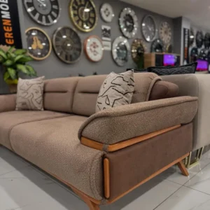 Earthy Haven Brown Boucle Tufted Sofa - Image 3