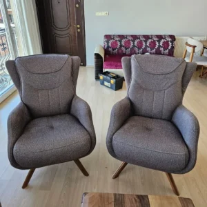 Nordic Slate Symmetrical Fabric Living Set - Image 2