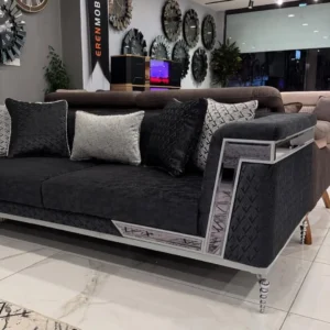 Midnight Onyx Silver Framed Velvet Sofa - Image 3