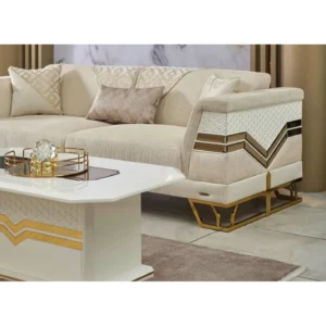 Royal Crest White and Gold Sofa - Image 2