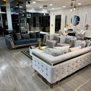 Grand Regent Quilted Velvet Sofa Set - Image 1