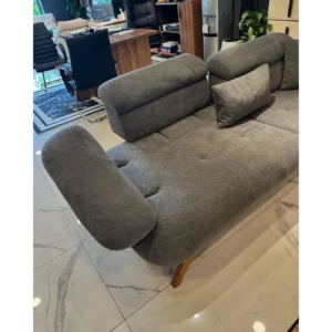 Lu Charcoal Curved Boucle Sofa - Image 3