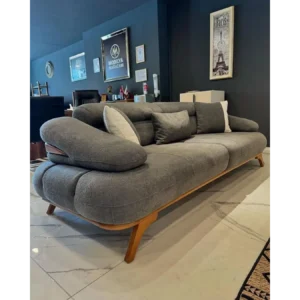 Lu Charcoal Curved Boucle Sofa - Image 4