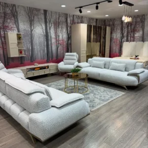 Alpine White Cloud Boucle Sofa Set - Image 1