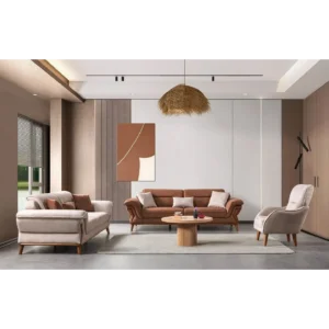 Terra Jute Infused Turkish Beige Sofa Set - Image 1