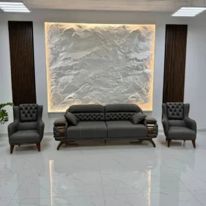 Obsidian Crest Tufted Turkish Black Sofa - Image 1