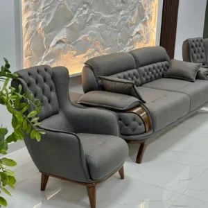 Obsidian Crest Tufted Turkish Black Sofa - Image 3