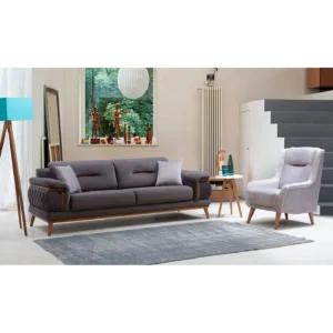 Eclipse Velvet Dual-Tone Turkish Sofa Set - Image 3