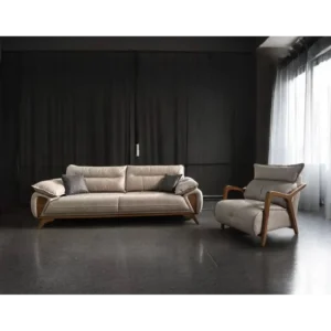 Aurelius Turkish Velvet Sofa with Sculpted Wooden Inlays - Image 1
