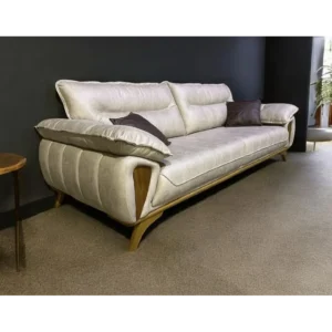 Aurelius Turkish Velvet Sofa with Sculpted Wooden Inlays - Image 2