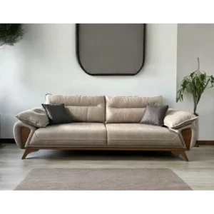 Aurelius Turkish Velvet Sofa with Sculpted Wooden Inlays - Image 3