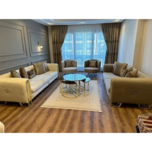 Royal Platinum Velvet Living Room Ensemble - Image 1